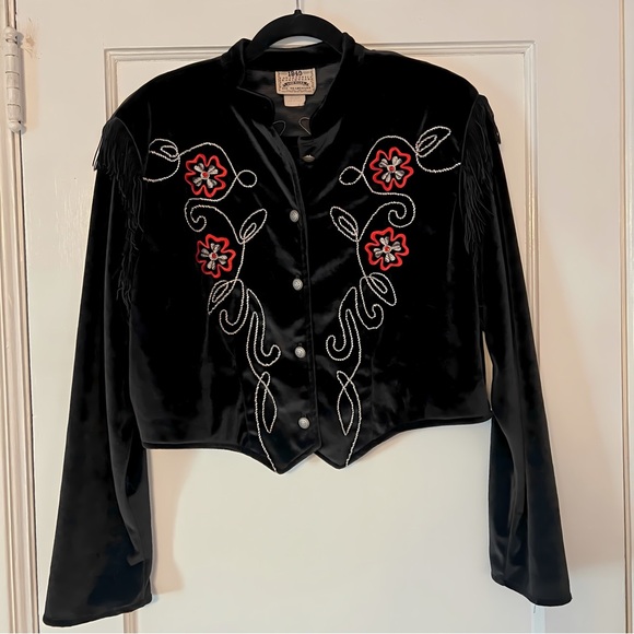 Vintage Western Velvet Jacket with Fringe - Picture 3 of 12